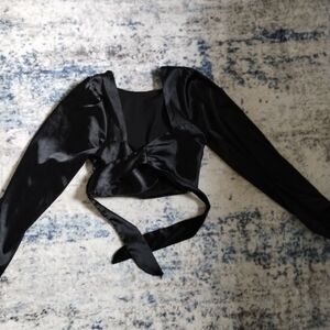 Elegant Black Satin Women's Top Small